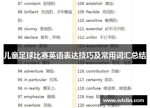 儿童足球比赛英语表达技巧及常用词汇总结